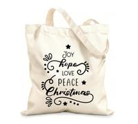 AILOONG joy love peace christmas lettering and quote Customizable pattern canvas bags 12 oz thick fabric Matches clothing 25x30cm Small