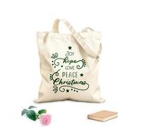 AILOONG joy love peace christmas lettering and quote Customizable pattern canvas bags 340g/m² thick fabric Matches clothing