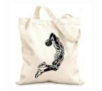 AILOONG Jumping Basketball Player Slam Dunk Shot Calico Women's Bags 12 oz thick fabric Foldable 35x40cm Large
