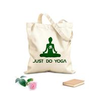 AILOONG Just Do Yoga Yoga Studio Lettering Girl Silhouette Canvas Tote Bag 340g/m² thick fabric Replaces school bag