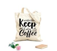 AILOONG keep calm and coffee coffee Customizable pattern canvas bags 12 oz thick fabric Matches clothing 31x36cm Medium