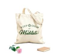 AILOONG Keep Calm Yoga Studio Meditate Quotes Meditation Canvas Tote Bag 340g/m² thick fabric Replaces school bag