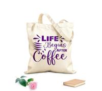 AILOONG life begins after coffee international coffee day Customizable pattern canvas bags 340g/m² thick fabric Matches clothing