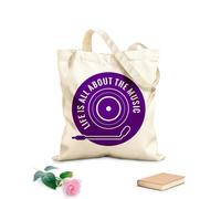 AILOONG life is all about the music typography quote design Customizable pattern canvas bags 340g/m² thick fabric Matches clothing