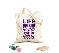 AILOONG life is better with books typography quotes Reusable Shopper Bags 340g/m² thick fabric Foldable