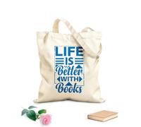 AILOONG life is better with books typography quotes Reusable Shopper Bags 340g/m² thick fabric Foldable