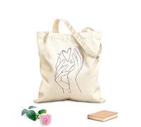 AILOONG Line Hands Holding Love Heart Cotton Canvas Shoulder Bags 340g/m² thick fabric Uses as a tool bag