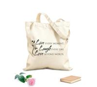 AILOONG Live Laugh Love Inspirational Quote Unbleached Canvas Tote Bag 12 oz thick fabric Uses as a tool bag 35x40cm Large