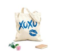 AILOONG Love Romance Girl Lips Lipstick Mark XOXO Unbleached Canvas Tote Bag 340g/m² thick fabric Uses as a tool bag