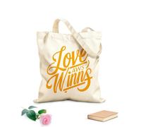 AILOONG love wins a hand Customizable pattern canvas bags 340g/m² thick fabric Matches clothing