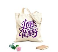 AILOONG love wins a hand Customizable pattern canvas bags 340g/m² thick fabric Matches clothing