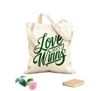 AILOONG love wins a hand Customizable pattern canvas bags 340g/m² thick fabric Matches clothing