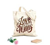 AILOONG love wins a hand Customizable pattern canvas bags 340g/m² thick fabric Matches clothing