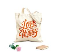 AILOONG love wins a hand Customizable pattern canvas bags 340g/m² thick fabric Matches clothing
