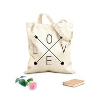AILOONG Love Word Arrows Hearts Romantic ation Unbleached Canvas Tote Bag 12 oz thick fabric Uses as a tool bag 35x40cm Large