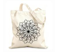 AILOONG mandala art design in circle simple mandala design floral mandala art beautiful mandala artwork Reusable Shopper Bags 12 oz thick fabric Foldable 35x40cm Large