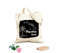 AILOONG Map of Hawaiian Islands Palm Tropical Cotton Canvas Shopping Bag 12 oz thick fabric Uses as a gift bag 31x36cm Medium
