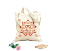 AILOONG Meditation Studio Floral Circle Mandala Unbleached Canvas Tote Bag 340g/m² thick fabric Uses as a tool bag