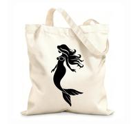 AILOONG mesmerizing mermaid silhouettes elegant design Customizable pattern canvas bags 12 oz thick fabric Matches clothing 25x30cm Small