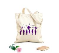 AILOONG Military Aviation Helicopter Fighter War Army Cotton Canvas Shopping Bag 340g/m² thick fabric Uses as a gift bag