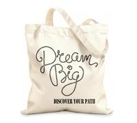 AILOONG Motivation Inspiring Quote Word Dream Big Unbleached Canvas Tote Bag 12 oz thick fabric Uses as a tool bag 31x36cm Medium