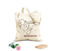 AILOONG Motivation Inspiring Quote Word Dream Big Unbleached Canvas Tote Bag 340g/m² thick fabric Uses as a tool bag