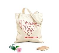 AILOONG Motivation Inspiring Quote Word Dream Big Unbleached Canvas Tote Bag 340g/m² thick fabric Uses as a tool bag