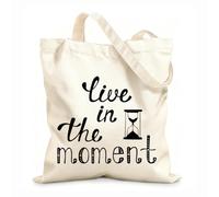 AILOONG Motivation Life Quote Time Live The Moment Home Unbleached Canvas Tote Bag 12 oz thick fabric Uses as a tool bag 31x36cm Medium