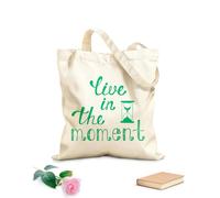 AILOONG Motivation Life Quote Time Live The Moment Home Unbleached Canvas Tote Bag 340g/m² thick fabric Uses as a tool bag