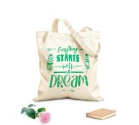 AILOONG Motivation Quote Everything Starts With Dreams Home Unbleached Canvas Tote Bag 340g/m² thick fabric Uses as a tool bag