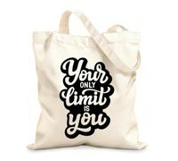 AILOONG Motivation Quote Your Is Limit Only You Unbleached Canvas Tote Bag 12 oz thick fabric Uses as a tool bag 25x30cm Small