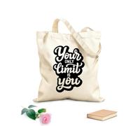 AILOONG Motivation Quote Your Is Limit Only You Unbleached Canvas Tote Bag 12 oz thick fabric Uses as a tool bag 35x40cm Large