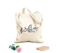 AILOONG Music Love Clef Musical Notes Melody Cotton Canvas Shopping Bag 12 oz thick fabric Uses as a gift bag 25x30cm Small