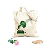 AILOONG Musical Notes Old Gramophone Vintage Retro Music Cotton Canvas Shopping Bag 340g/m² thick fabric Uses as a gift bag
