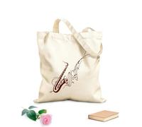 AILOONG Musical Saxophon Jazz Blues Notes Music Cotton Canvas Shopping Bag 340g/m² thick fabric Uses as a gift bag