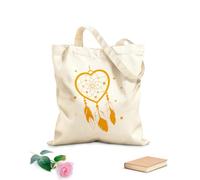 AILOONG Native American Indian talisman dream catcher with hearts and feathers boho style tribal symbol Reinforced Bottom Canvas Bag 340g/m² thick fabric Uses as a gift bag