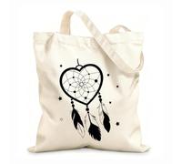 AILOONG Native American Indian talisman dream catcher with hearts and feathers boho style tribal symbol Reinforced Bottom Canvas Bag 12 oz thick fabric Uses as a gift bag 35x40cm Large
