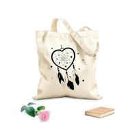 AILOONG Native American Indian talisman dream catcher with hearts and feathers boho style tribal symbol Reinforced Bottom Canvas Bag 12 oz thick fabric Uses as a gift bag 25x30cm Small