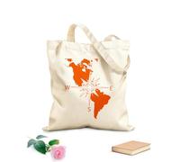 AILOONG Navigation Compass America Continent Map Cotton Canvas Shopping Bag 340g/m² thick fabric Uses as a gift bag