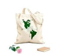 AILOONG Navigation Compass America Continent Map Cotton Canvas Shopping Bag 340g/m² thick fabric Uses as a gift bag