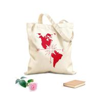 AILOONG Navigation Compass America Continent Map Cotton Canvas Shopping Bag 340g/m² thick fabric Uses as a gift bag