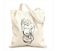 AILOONG Netsuke Buddhist monk Asia ation Canvas Tote Bag 12 oz thick fabric Replaces school bag 25x30cm Small
