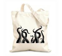 AILOONG Octopus Tentacles Kraken Cotton Canvas Shopping Bag 12 oz thick fabric Uses as a gift bag 31x36cm Medium