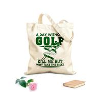 AILOONG One day without golf might not kill me but why take the risk? Canvas Wine Gift Bag 340g/m² thick fabric Matches clothing