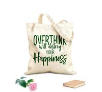 AILOONG Overthinking can ruin your happiness inspirational motivational quotes Canvas Wine Gift Bag 340g/m² thick fabric Matches clothing