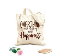 AILOONG Overthinking can ruin your happiness inspirational motivational quotes Canvas Wine Gift Bag 340g/m² thick fabric Matches clothing