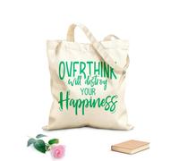 AILOONG Overthinking can ruin your happiness inspirational motivational quotes Canvas Wine Gift Bag 340g/m² thick fabric Matches clothing