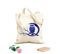 AILOONG Owl Perched On Tree Branch Against Full Moon Silho Cotton Canvas Shoulder Bags 340g/m² thick fabric Uses as a tool bag