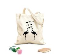 AILOONG Pair Lovers Flamingos Cool Birds Flying Heart Unbleached Canvas Tote Bag 12 oz thick fabric Uses as a tool bag 31x36cm Medium