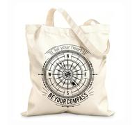 AILOONG Phrase Let Your Heart Be Your Compass Wind Rose Unbleached Canvas Tote Bag 12 oz thick fabric Uses as a tool bag 35x40cm Large